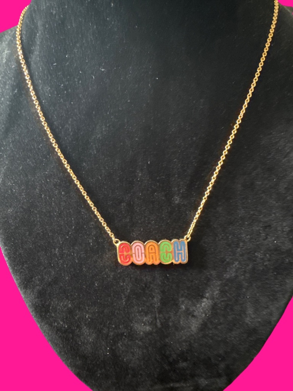 Coach Gold-Tone Rainbow Enamel COACH Letter Necklace